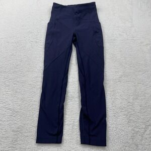 Lululemon Leggings Womens 2 Training Yoga Running High-Rise Crop 23" Inseam Blue